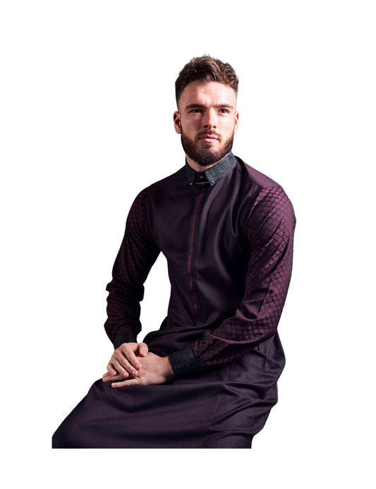 LAWUNG Men's thobe - BURGUNDY FROM UK