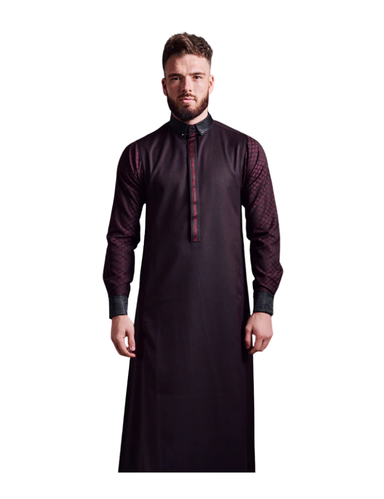 LAWUNG Men's thobe - BURGUNDY FROM UK