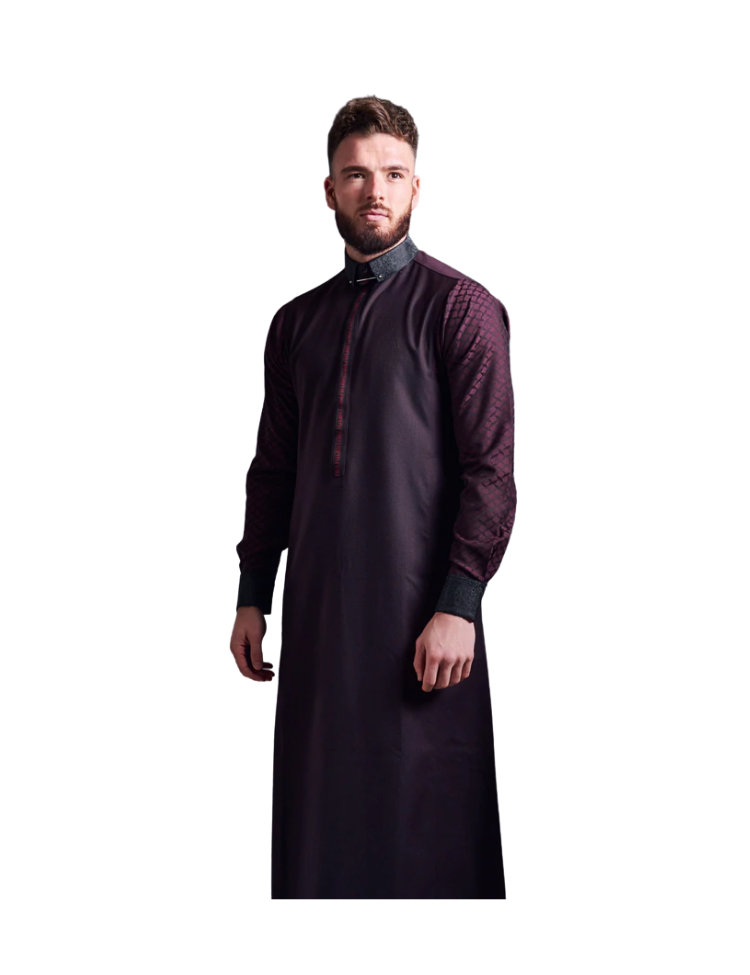 LAWUNG Men's thobe - BURGUNDY FROM UK