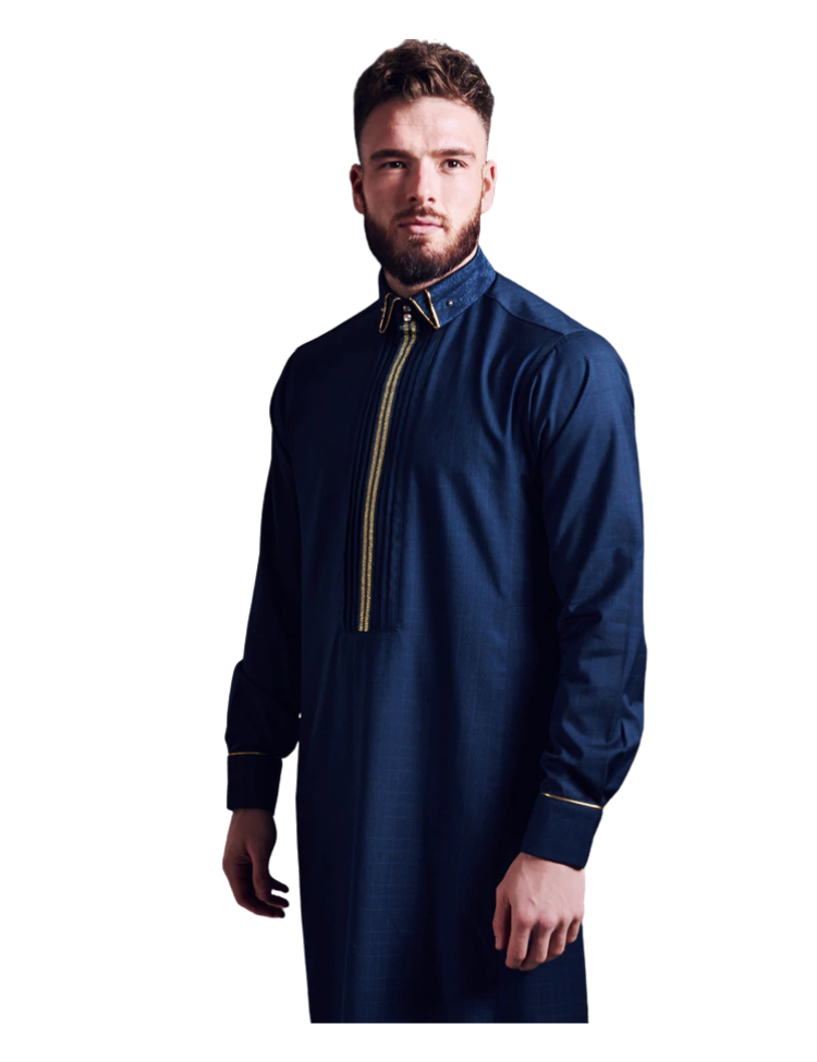 LAWUNG Men's thobe - Navy Blue  FROM UK