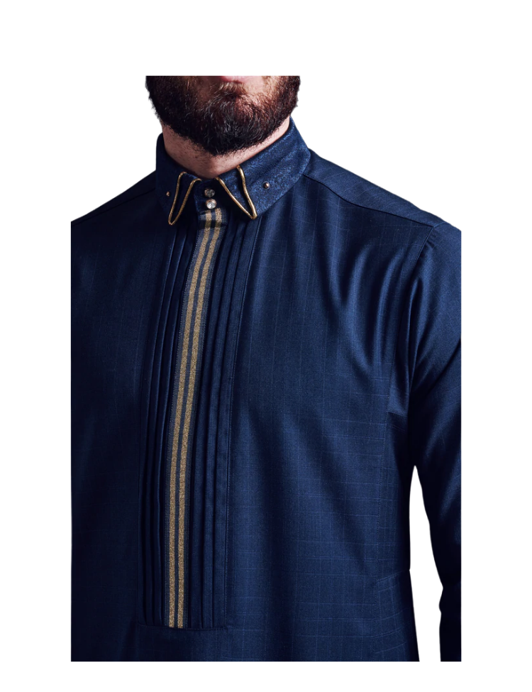 LAWUNG Men's thobe - Navy Blue  FROM UK