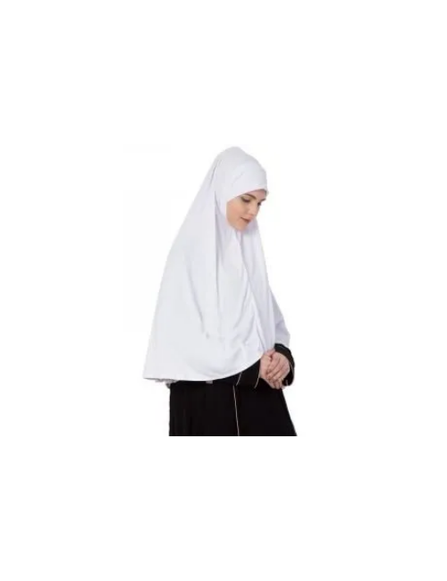 1-PC Long Cotton Hijab for Salah (White)
