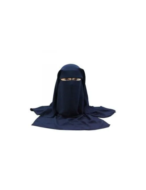 3-Layer Extra Long Niqab (Navy Blue)