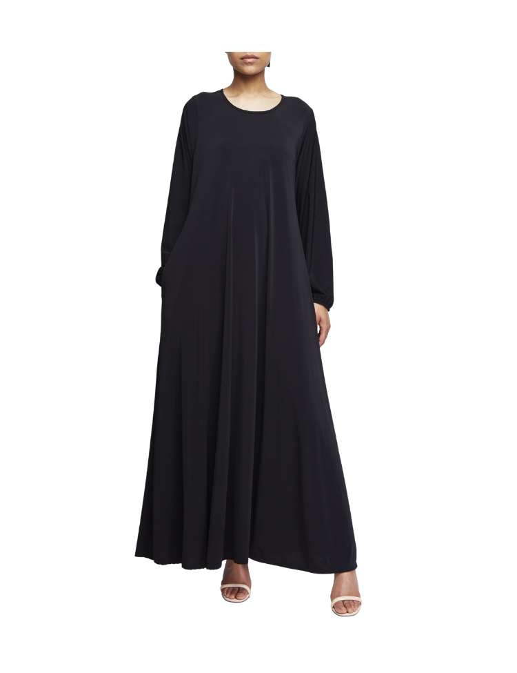 Women Black  jersey abaya- Modest Fashion