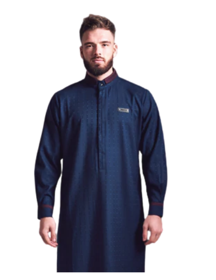 LAWUNG NAVY BLUE MEN'S THOBE WITH DOTTED PATTERN FROM UK