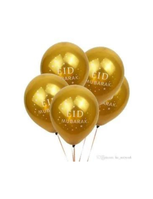 Gold Eid Mubarak Balloons (10 PACK)