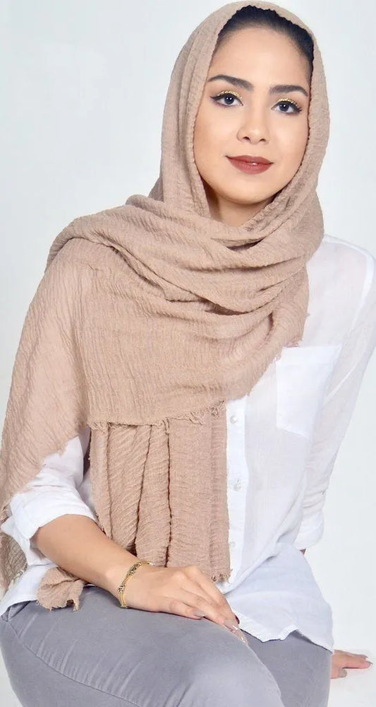 Light Brown Crinkle Hijab