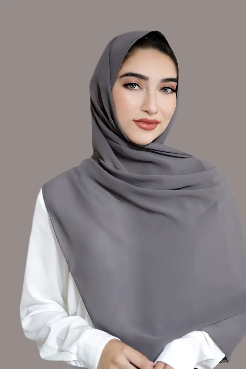 Dark Grey Chiffon Hijab