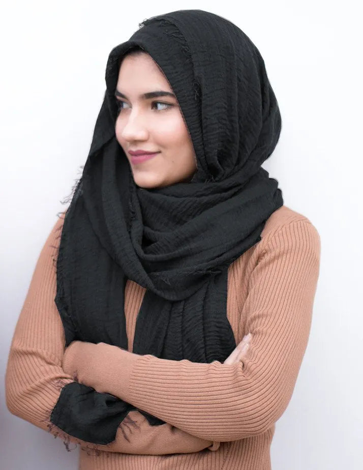 Black Crinkle Hijab