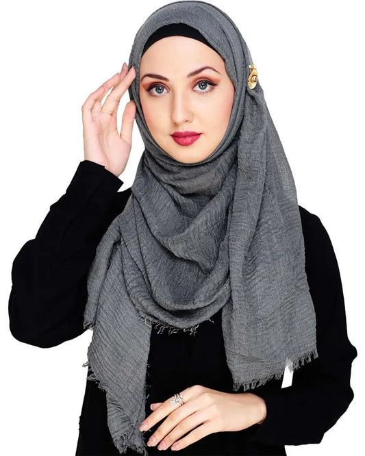 Dark Grey Crinkle Hijab