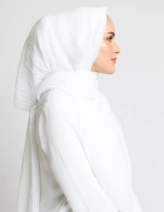 White Crinkle Hijab