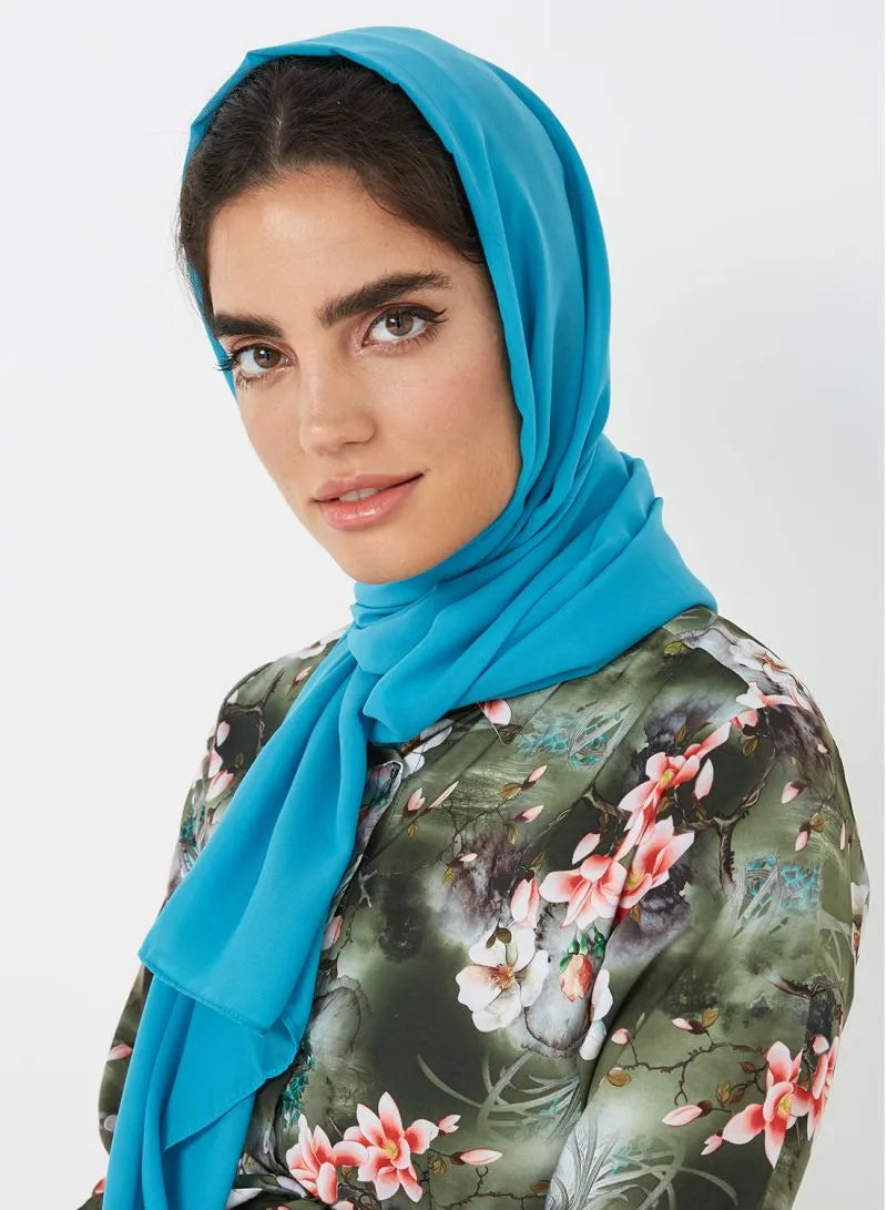 Aqua Blue Chiffon Hijab