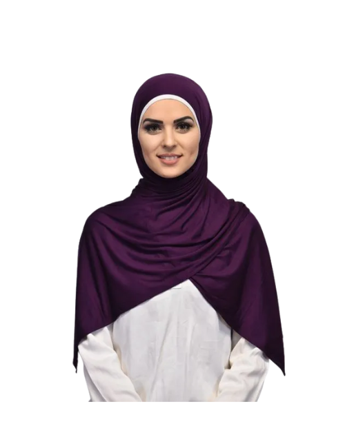 Plain Dark Purple Jersey Hijab