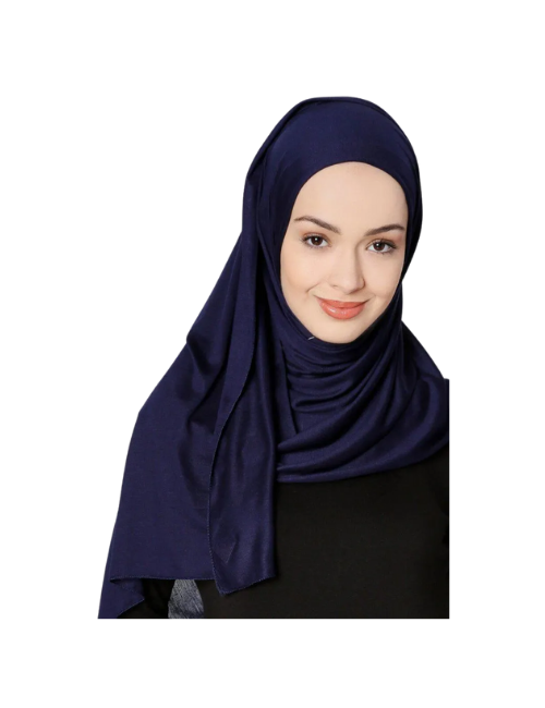 Plain Navy Blue Jersey Hijab