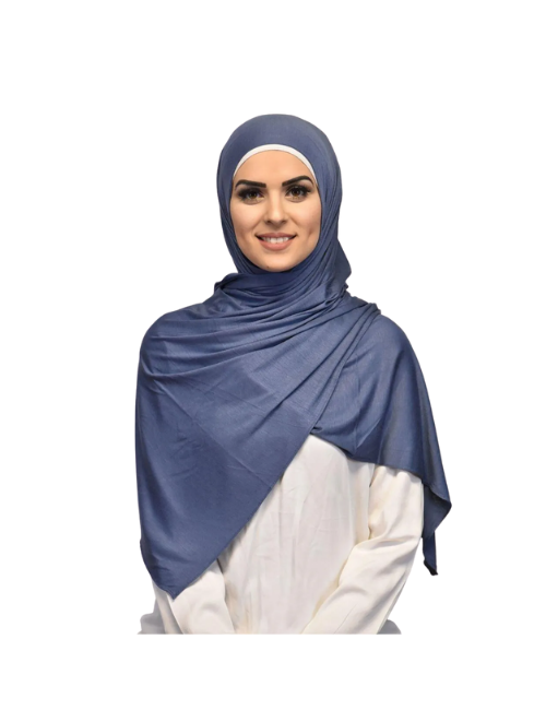 Plain Slate Blue Jersey Hijab