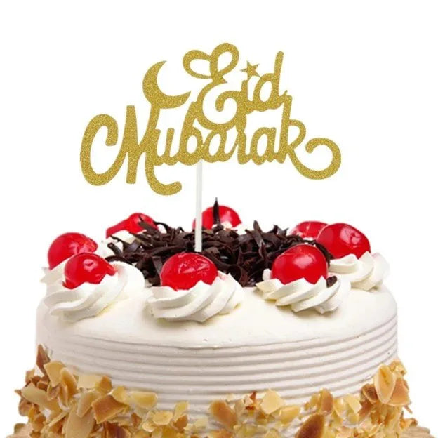 Big Eid Mubarak Golden Cake Topper (2pcs)