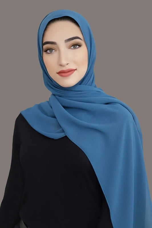Agean Blue Chiffon Hijab