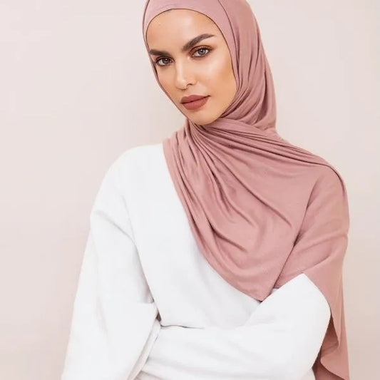 Plain Average Pink Jersey Hijab