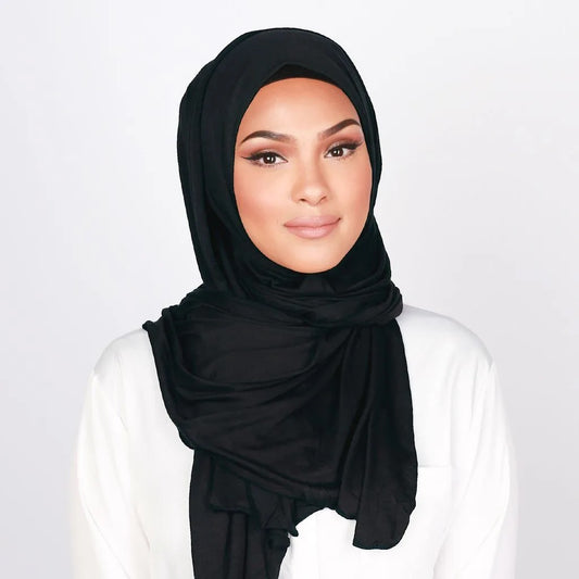 Plain Black Jersey Hijab
