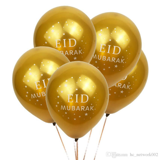 Gold eid mubarak balloons