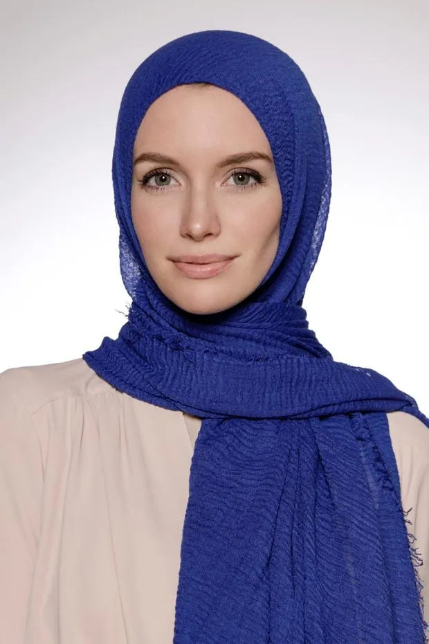 Royal Blue Crinkle Hijab
